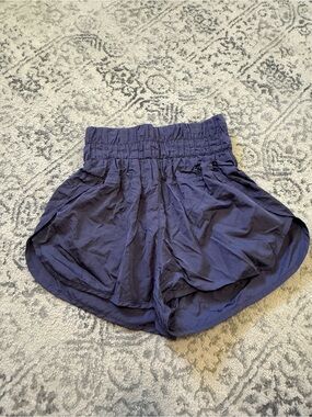Free People Navy Smocked-Waist Athletic Shorts